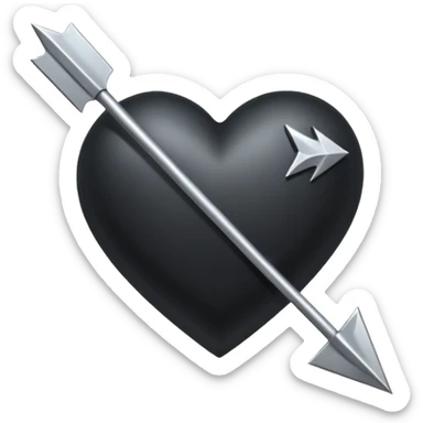 Black heart with cross arrow. Don't use red colour . Use normal Arrow which goes from one side and come out of other . Don't use fancy arrow. Make it that it goes from bottom right to come on top left. Don't use red colour  sticker