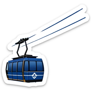 create a cablecar emoji in winter with the logo of Bergbahnen Adelboden Lenk. make it navy dark blue. no yellow. and add the words in white: Lenk  sticker