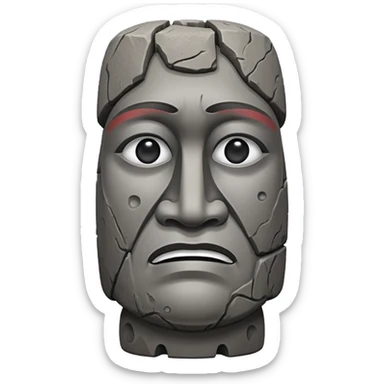 the easter island stone guy with a tear in its eye sticker