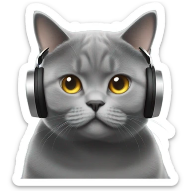 Gray British shorthair cat djing  sticker