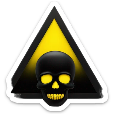Black skull sign in the middle of a yellow triangle sticker