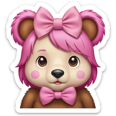 bear with pink hair bow sticker