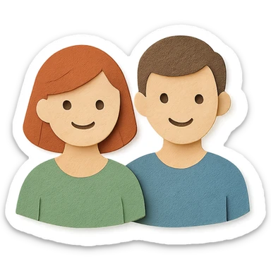 paper craft style of two parents, layered paper look sticker