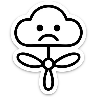 cartoon-style Traefik logo looking sad, bold lines, simple iconic design, transparent background sticker