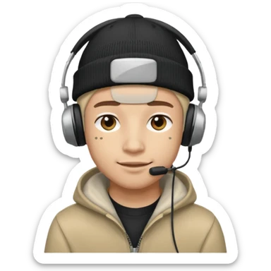 garcon avec un bonnet et un casque gaming sticker