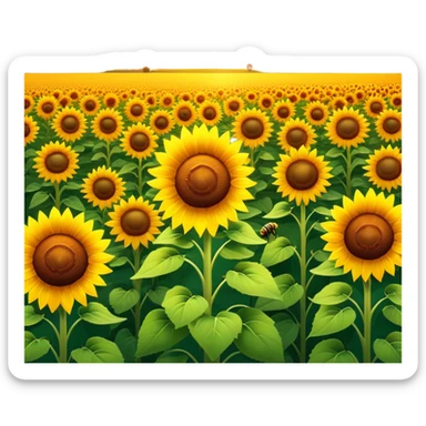 sunflower field with bees at sunset sticker