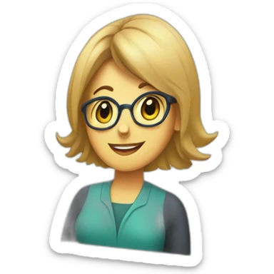 a macbook pro screen that has a video call showing a friendly female therapist sticker