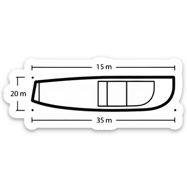 technical diagram of 5.5 meter boat hull with measurement marked sticker