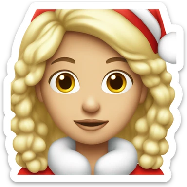 White blond girl as santa claus With hat  sticker