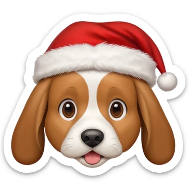 beagle wearing santa hat sticker