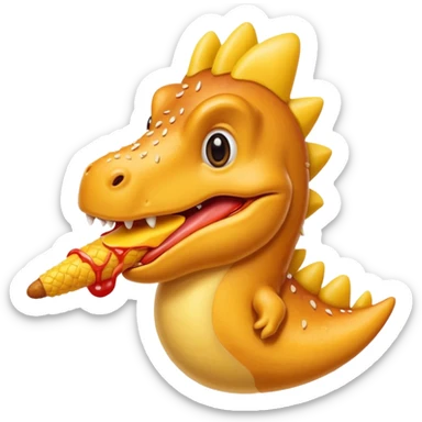 Dino with a corn dog  sticker