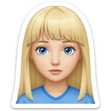 Beautiful barbie blonde with blue eyes and bangs long hair sticker