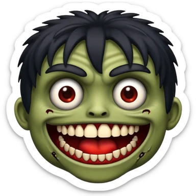 me faça o emoji de uma zumbi estilio IOS so que com o cabelo curto e preto de franja sticker