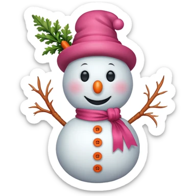 Red snowman with pink bow sticker