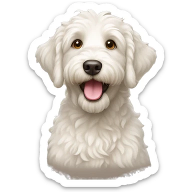 happy white labradoodle sticker
