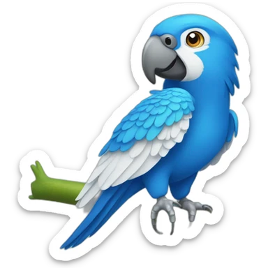 Blue Parrot and white sticker