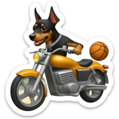 a caramel pinscher basketball player dog driving a moto sticker