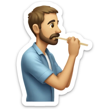 guy using one singular straw to smell salt with sticker