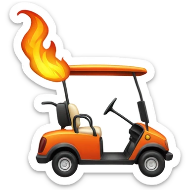 Golf cart taking off with fire sticker