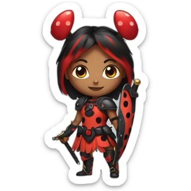 a warrior lady ladybug sticker