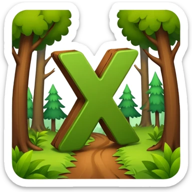 the letter X running around in the woods having an adventure sticker