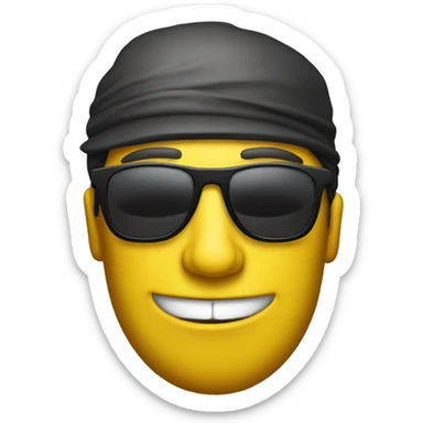 Yellow face man with sunglasses smirking to the left sticker