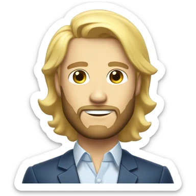 professional man leader in motivation professional casual dress, blue-eyed blonde short hair with a shadow of a beard sticker