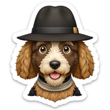Black golden doodle crazy with a hat sticker