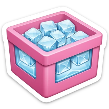 a rectangle pink box with ice sticker