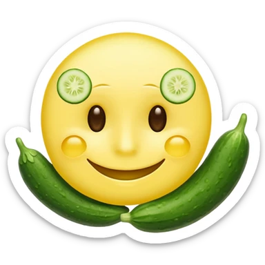 resting yellow smiley face with cucumbers slices over each of its eyes as if it was in a spa sticker