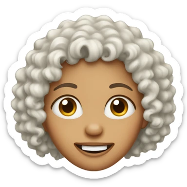 Curly haired woman with her front tooth missing sticker