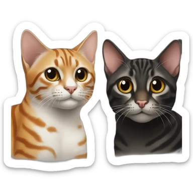 two-cats-bengal-and-small-cat-black-together sticker