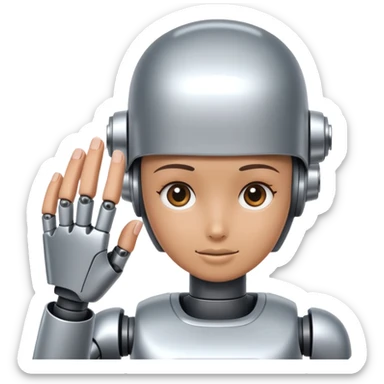 a hand patting a robot on the head - iOS style sticker
