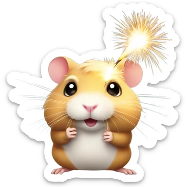 Christmas hamster with sparkler sticker