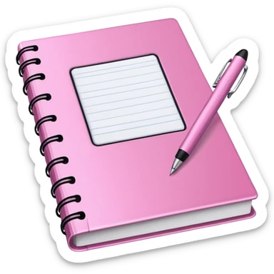pink book and note pen sticker