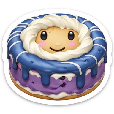 plain blueberry biscuit with single white icing swirl on top sticker