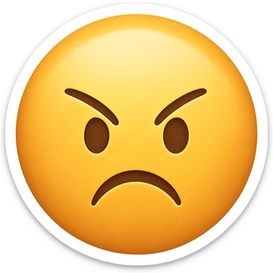 yellow face with angry expression emoji, digital illustration sticker