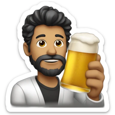 hombre moreno con pelo negro, fumando con una cerveza sticker