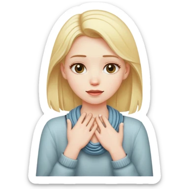 Blonde girl with hands around her neck and rocking back and forth  sticker