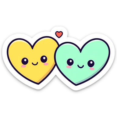 Cute 2 hearts matching sticker