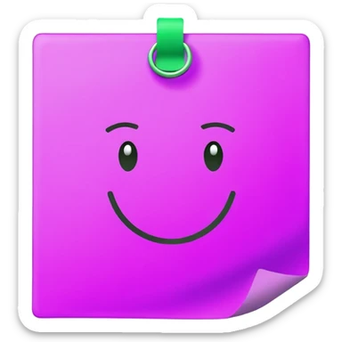 purple post-it note with green checkmark sticker