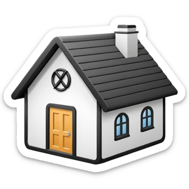 Ultra minimal monoline icon of a house with a simple loop knot integrated into the roof’s line, single consistent stroke weight, vector icon style, pure black line on white, optimized for UI/SF Symbols, minimal detail, crisp edges sticker