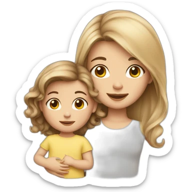 Brown hair Girl with blond baby sticker