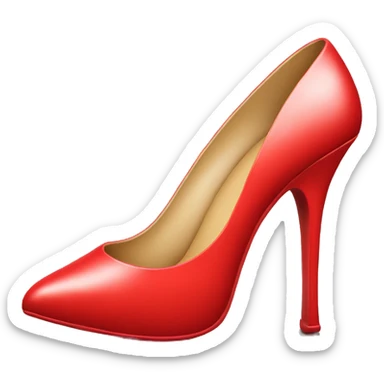 high heel shoe with red bottom sticker