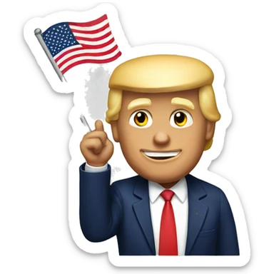 Donald Trump waving an American flag sticker