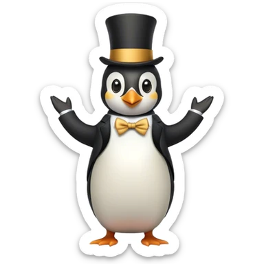 Penguin dancing with a top hat and elegant suit sticker