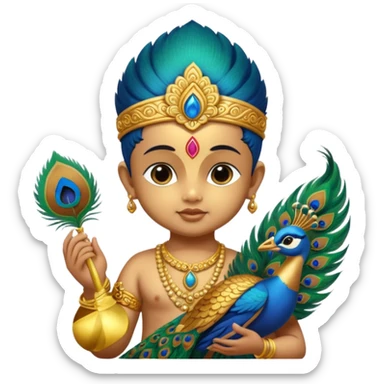 Cute baby murugan with vel and peacock  sticker