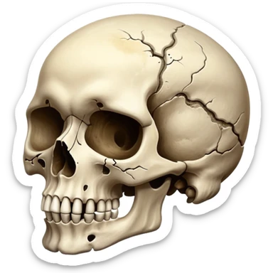 A skull with half turning to dust sticker