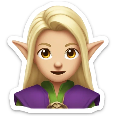 enraged angry, Noble female Elf with Elf ears and blonde hair and purple robes sticker