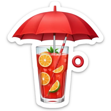 Fruit Punch – colorful drink with fruit chunks and umbrella sticker